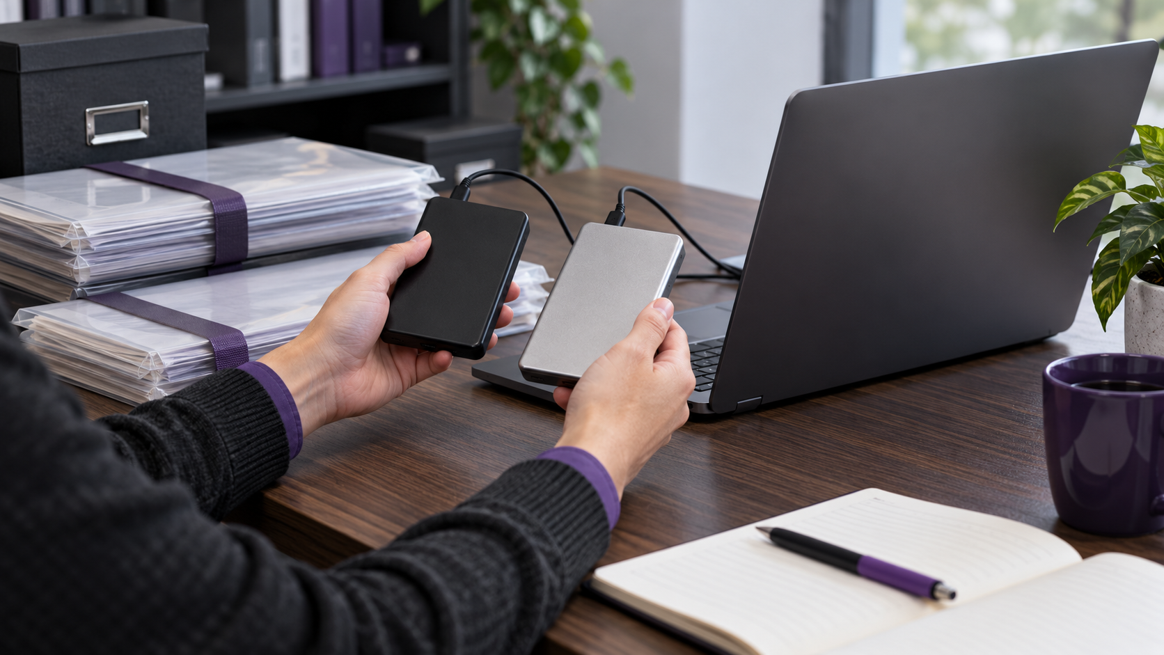 Research data manager comparing two separately stored recovery drives